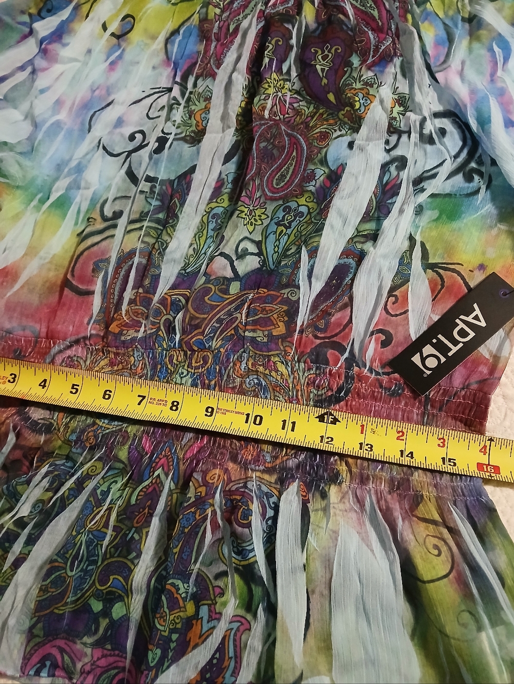 Apt 9 Paisley Flutter Slit Sleeve Sheer Blouse Elastic waist Size  XL Fairy Whim - Picture 3 of 11
